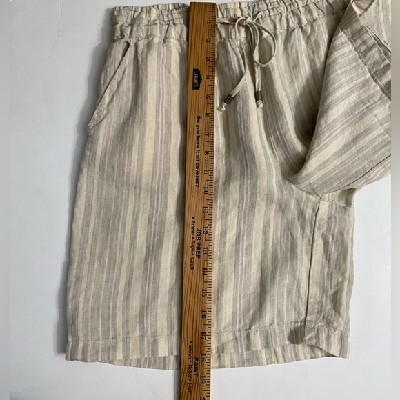 ANTHROPOLOGIE Beachy Linen Short Striped Pull on Drawstring women size Small - Picture 9 of 16